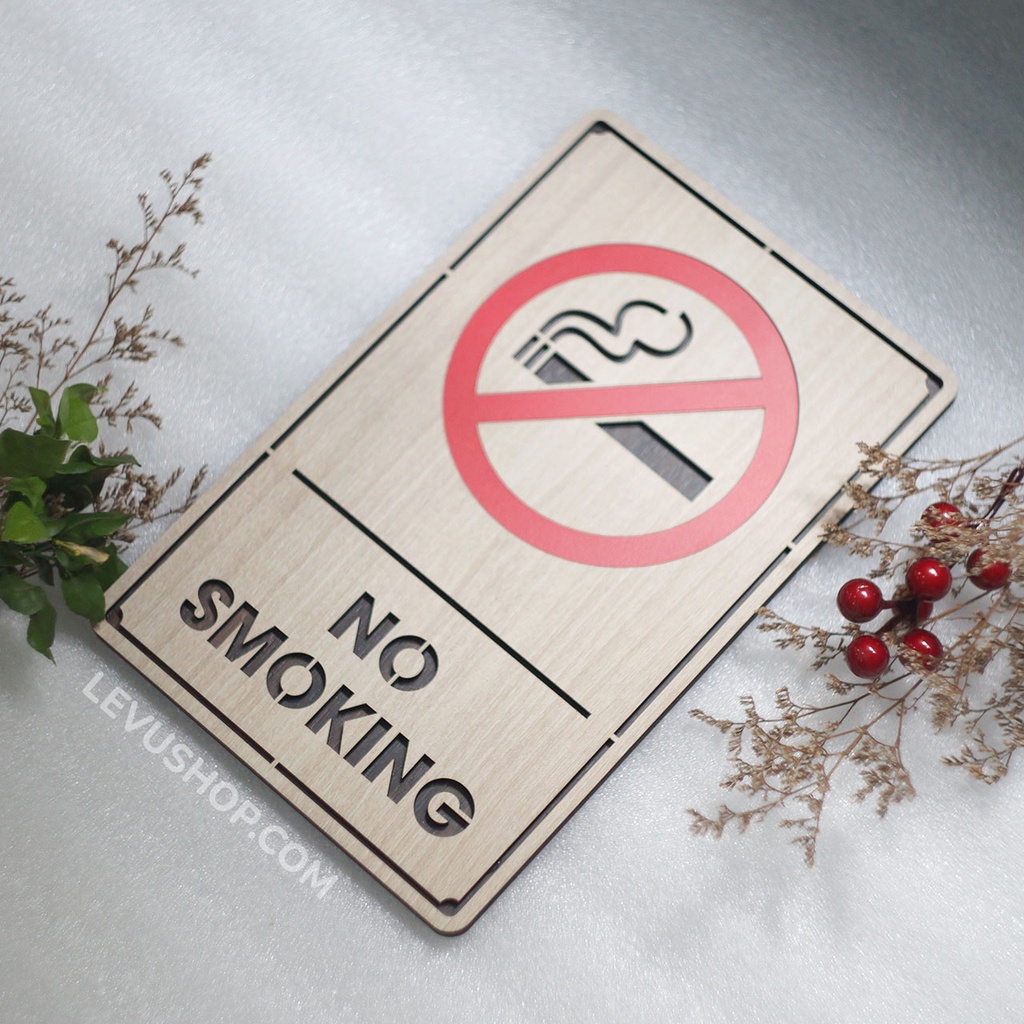 Bảng gỗ khắc laser No Smoking - khu vực không hút thuốc