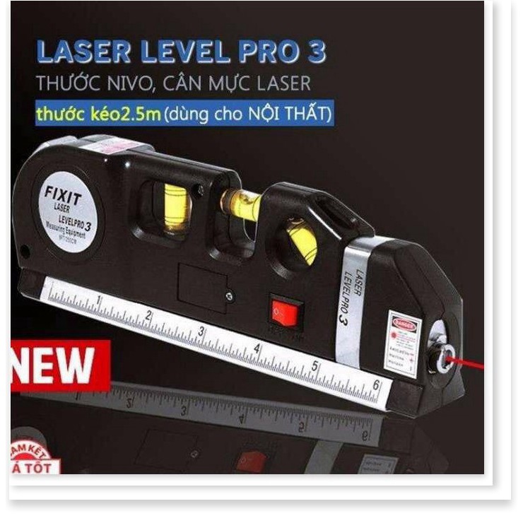 Thước Nivo laser LV-10 cân mực laser đa năng cân bằng kèm thước kéo 2,5m