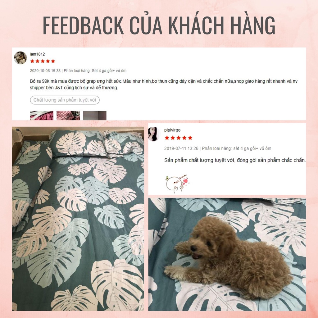 Bộ Ga Gối 4 món - Drap giường cao cấp - 1 Ga + 2 vỏ gối nằm + 1 vỏ gối ôm - M2/M6/M8/2M2 - Ga gối NguyetBedding | BigBuy360 - bigbuy360.vn
