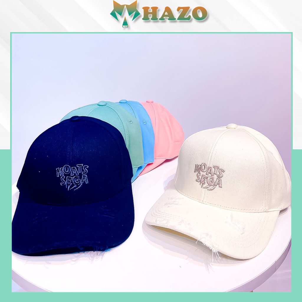 Mũ Lưỡi Trai Nón Kết Thêu Chữ Moats Sega Kiểu Rách Fashion 406 Phong Cách Ulzzang Form Unisex Nam Nữ - Hazo