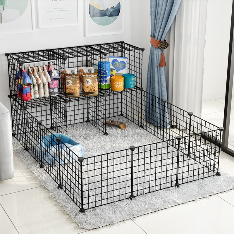 Chuồng Quây Chó Mèo 14 Tấm Lưới Sắt Lắp Ghép Thép Sơn Tĩnh Điện Chắc Chắn Chống Nước
