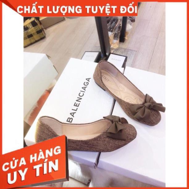 [Free Ship - Hàng Siêu Cấp] Giày Bệt Nữ Vải Dạ Đính Nơ Lụa Siêu Hot