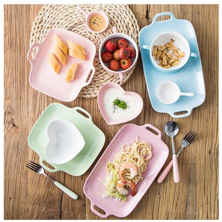 Set bát đĩa gốm nhiều màu kute