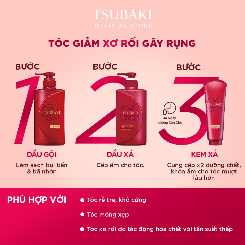 Dầu gội xả Dưỡng tóc bóng mượt Premium Moist Tsubaki 490ml Nhật Bản