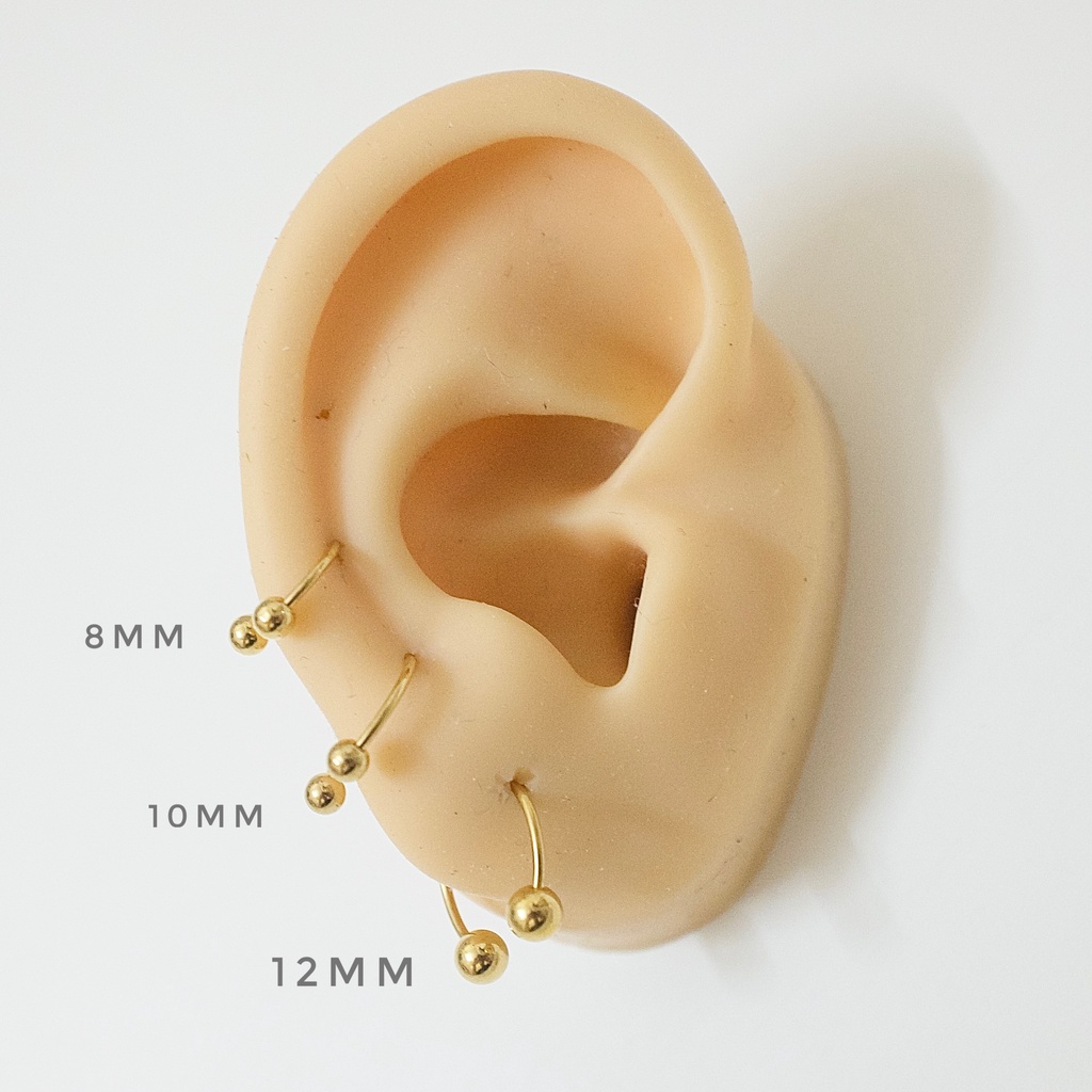 [1 Chiếc] Khuyên Tai Titan Unisex Chữ U Thân 0.8mm Siêu Mỏng Màu Vàng  Không Gỉ Sét Không Ngứa Bông Tai Julies Box 66