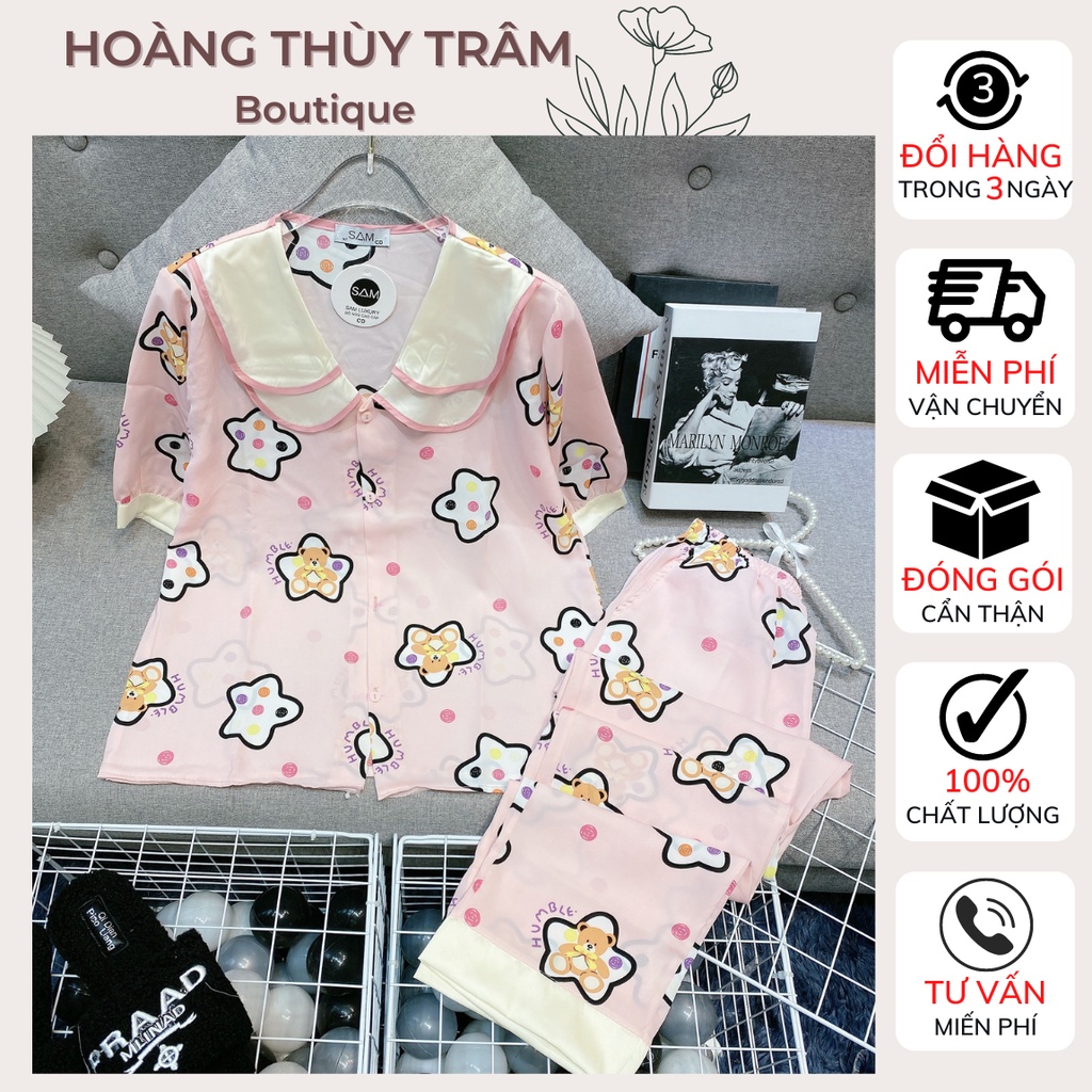 Đồ bộ Pyjama Sam Mango cổ nhọn cao cấp