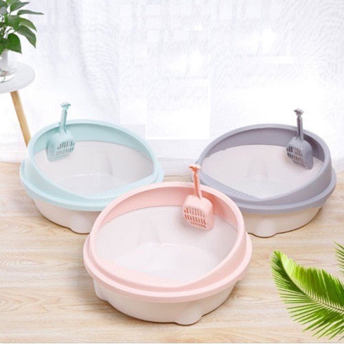 (Tặng Kèm Xẻng) Khay Vệ Sinh Cho Mèo Hình Tròn CUTE
