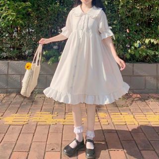 Váy Babydoll Trắng, Váy Nữ Ulzzang Xòe Kiểu Dễ Thương