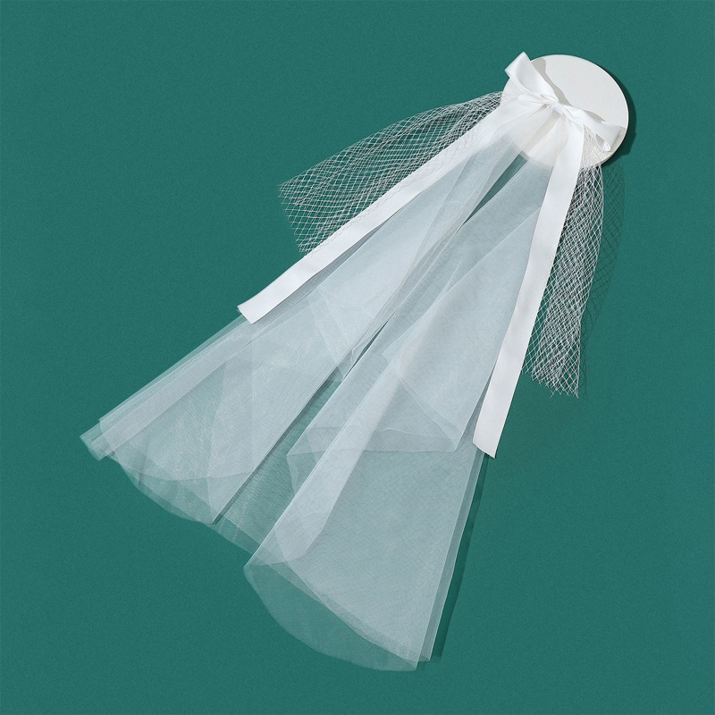 Mạng Che Mặt Vải Tuyn Ba Lớp Màu Trắng Ngà Đơn Giản Cho Cô Dâu