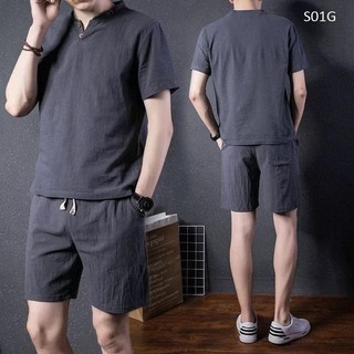 GIÁ XƯỞNG_ Bộ đũi nam màu xám trẻ trung cao cấp S01-G