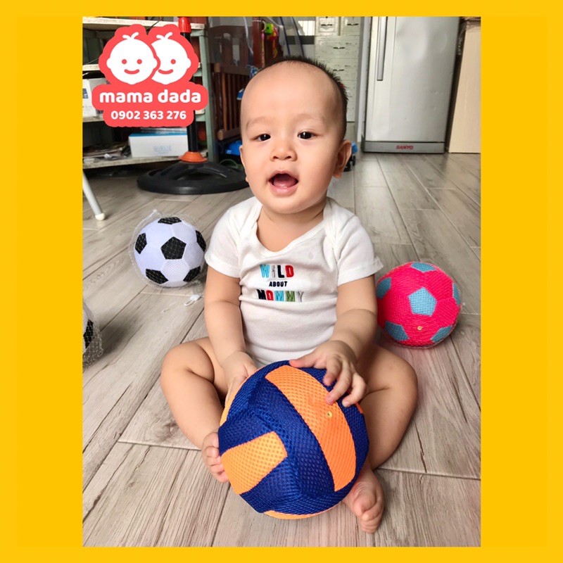 Bóng vải, bóng lưới luyện chân, màu sắc tương phản, kích thích giác quan Montessori cho bé