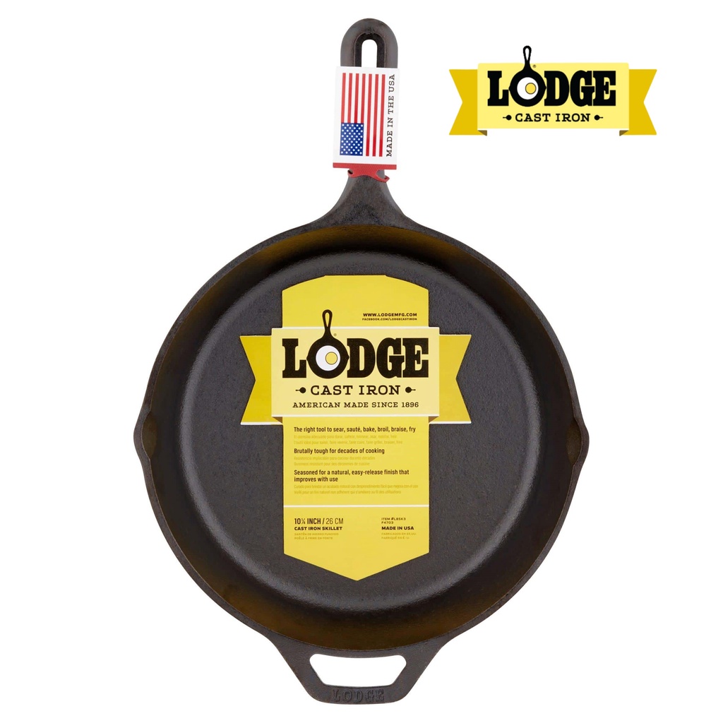 [Chính hãng LOGDE - MỸ] Chảo gang đúc chính hãng Lodge 20.3 cm - L5SK3. Chảo dùng nướng, chiên, xào, áp chảo thực phẩm