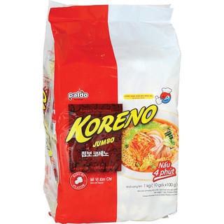 ( HSD: T10/2023) Mì Jumbo Koreno vị kim chi/ Bò cay túi 10 gói x 100g