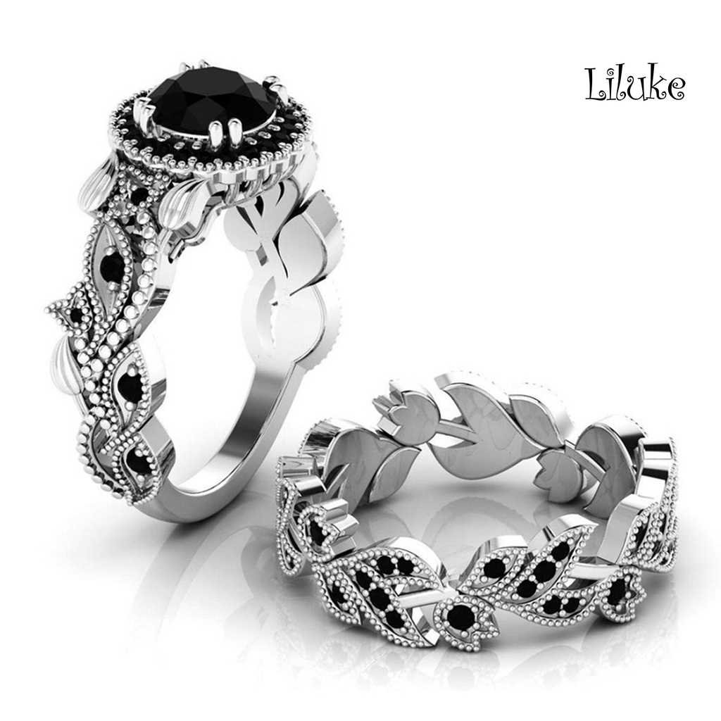 Set 2 Nhẫn Hoa Lá Đính Đá Sang Trọng