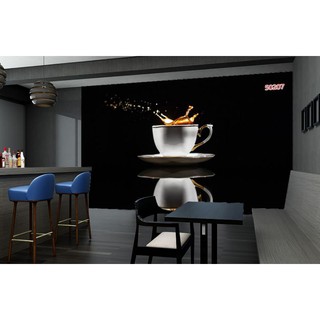 Tranh dán tường 3D trang trí tiệm cafe