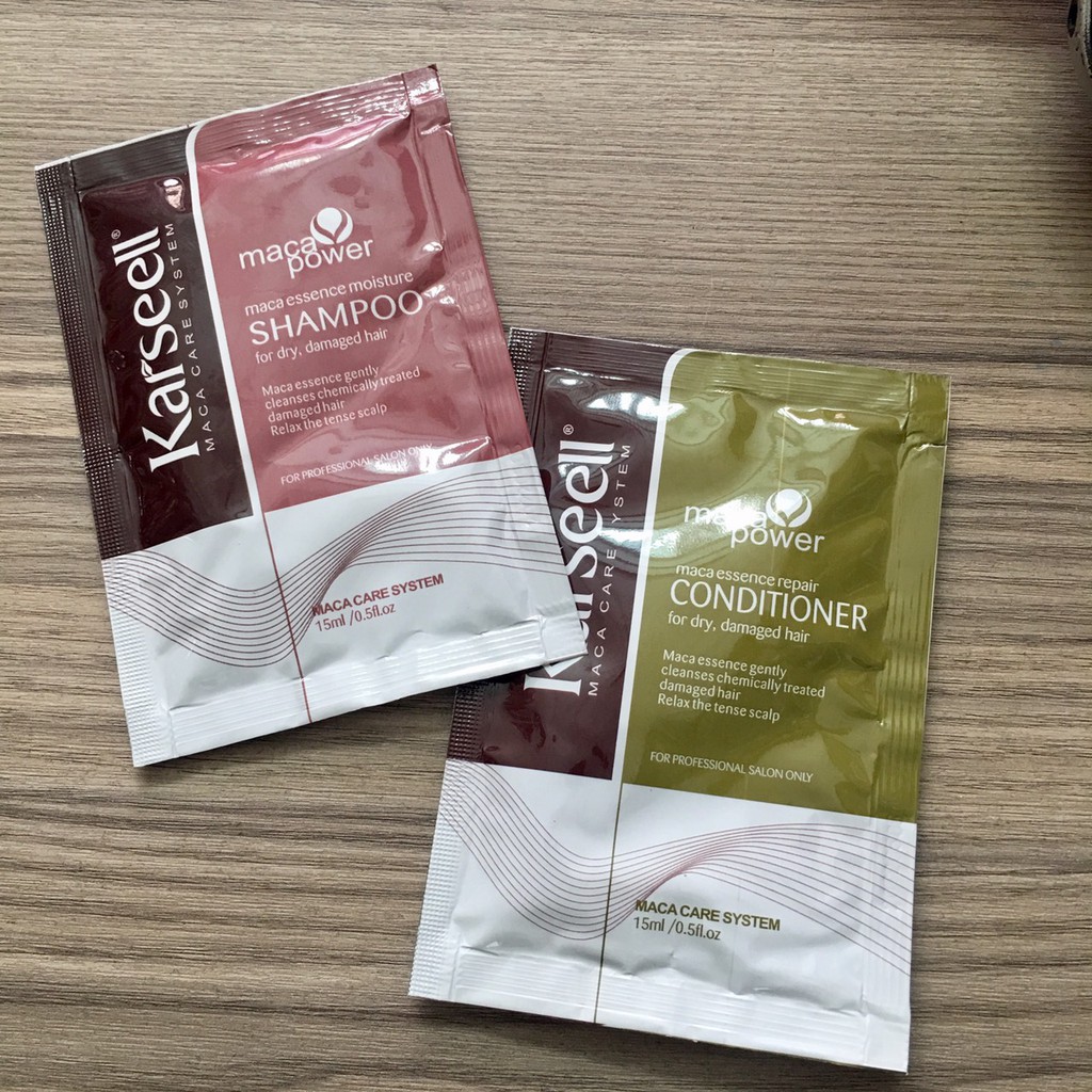 BỘ ĐÔI DẦU GỘI XẢ COLLAGEN SIÊU MƯỢT TÓC KARSEELL MACA  POWER (set du lịch )