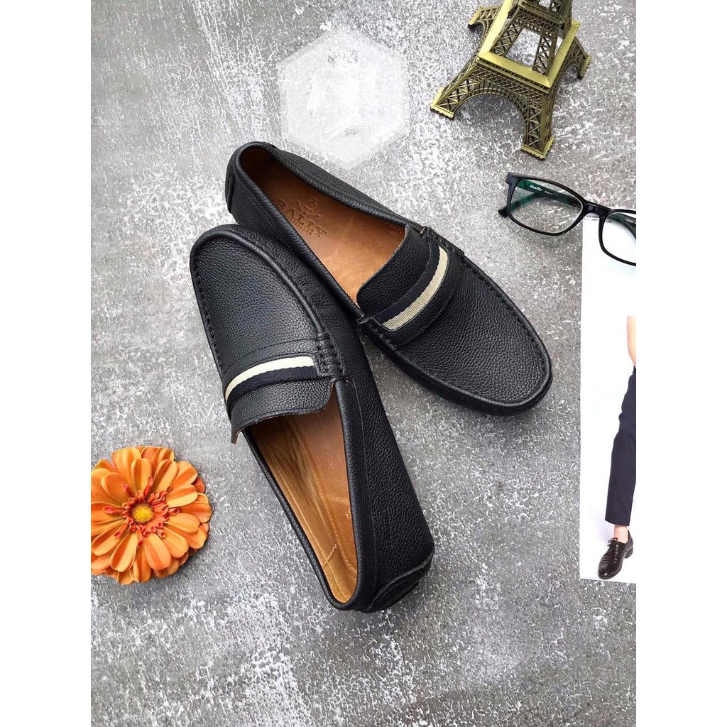 Giày mọi nam Bally, da bò dày và rất mềm, may toàn bộ đế, siêu bền, không có gì để hỏng size 39-43 (màu đen)