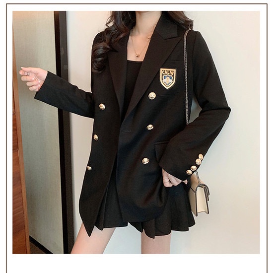 Áo Khoác Vest Tay Dài Có Đệm Vai Dáng Ôm Phong Cách Thời Trang Xuân Thu Mới Dành Cho Nữ