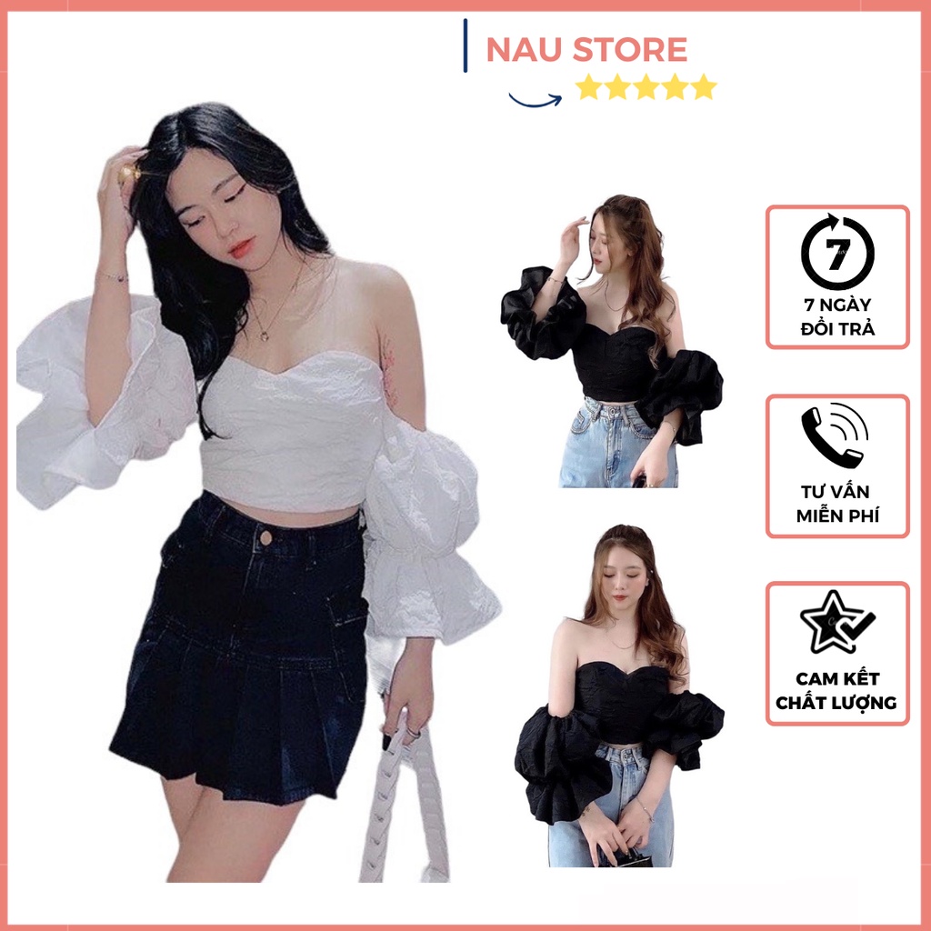 Áo Trễ Vai Tay Bồng Có Mod Ngực, Áo Trễ Vai Có Mút Ngực - HÌNH CHỤP THẬT