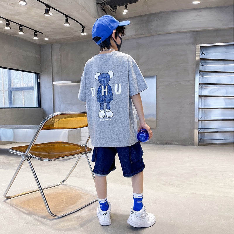 Bộ Quần Áo Thun Ngắn Tay Thời Trang Mùa Hè Năng Động Dành Cho Bé Trai