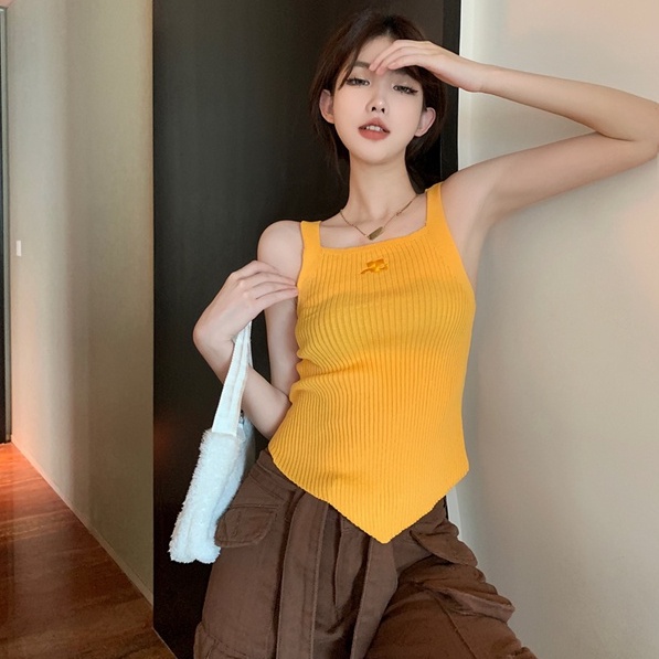 Áo ZHELIHANGFEI hai dây dệt kim thêu họa tiết quyến rũ tùy chọn màu sắc