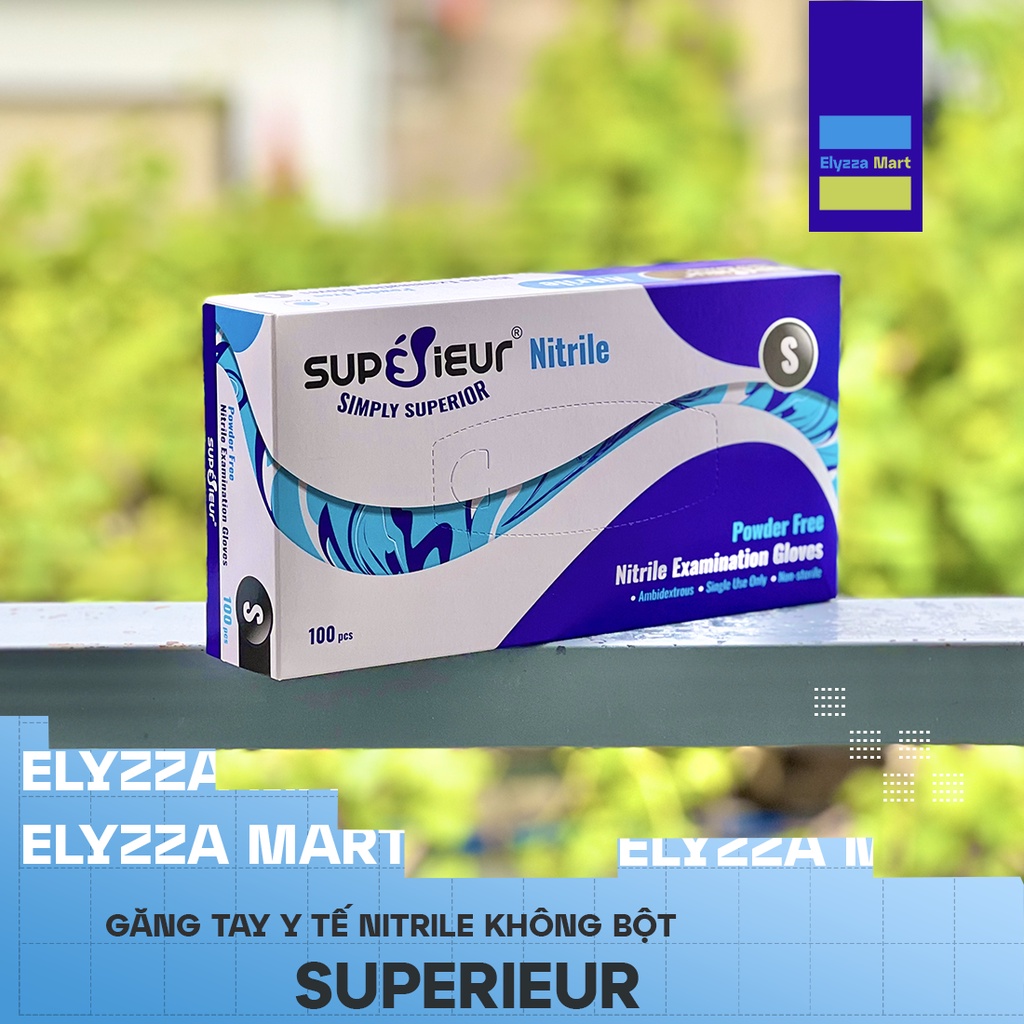 Găng Tay Y Tế Nitrile Superieur Không Bột Màu Xanh