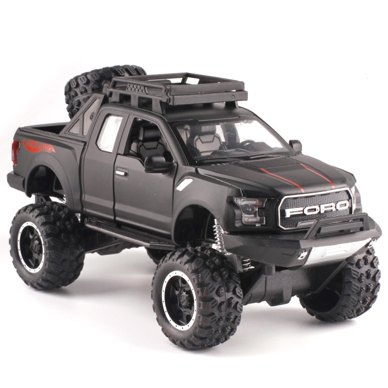 Mô Hình Xe bán tải Ford F150 Offroad Tỷ Lệ 1:32 Màu Đen đồ chơi trẻ em mô hình bằng sắt có âm thanh và đèn mở các cửa