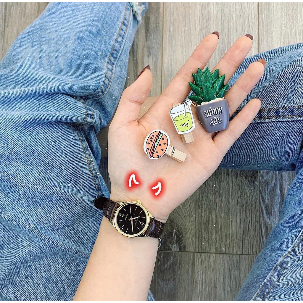 Đồng hồ nữ Casio chính hãng mặt tròn chống nước 3ATM , dây da - đồng hồ LTP V005