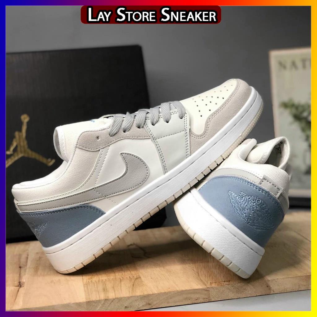 Giày thể thao JorDan 1 xám xanh paris, Giày jordan xám xanh cũ dễ phối đồ nam nữ Full Box Bill