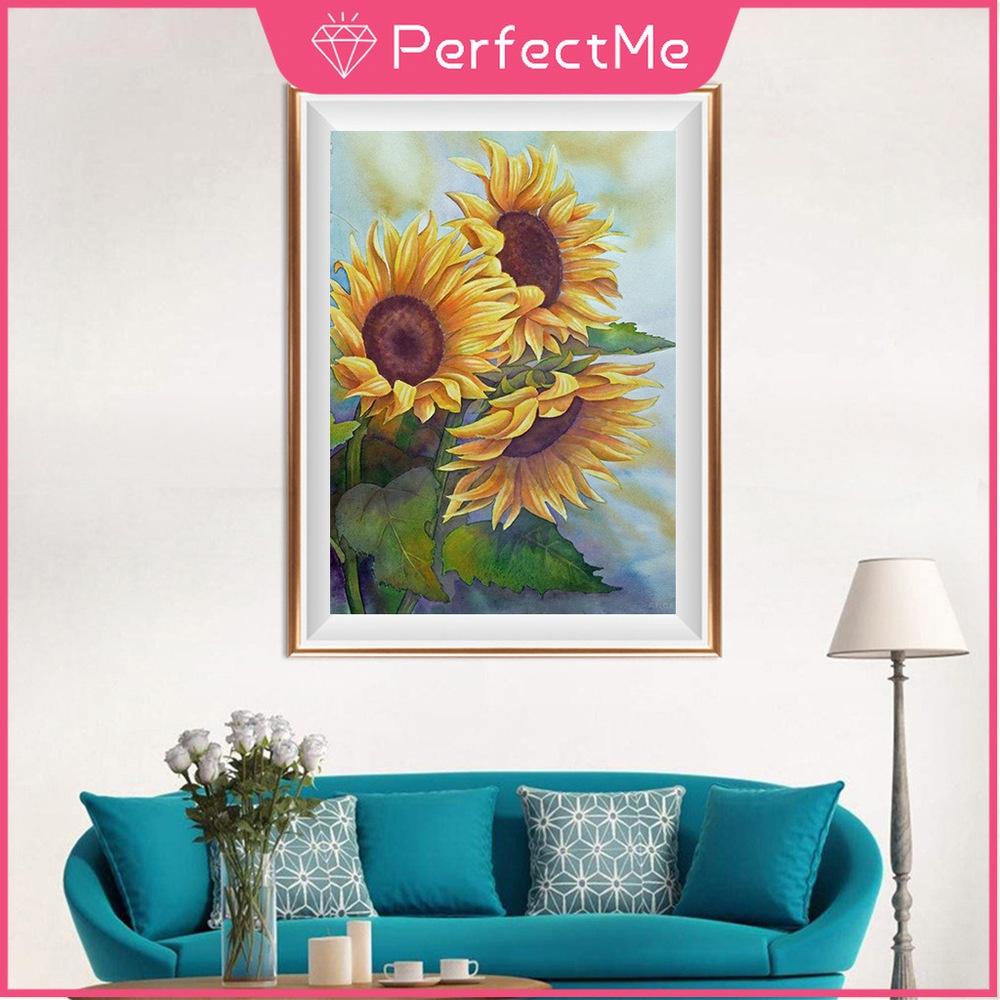 Bộ Tranh Đính Đá 5d Hạt Tròn Tự Làm Hình Hoa 40x50cm Nhiều Màu Sắc