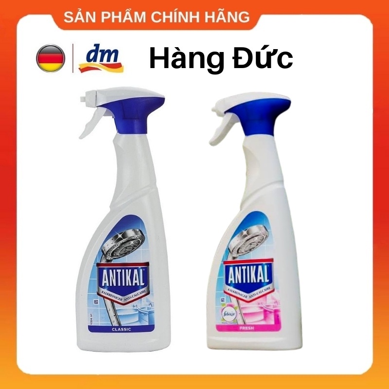 Chai xịt tẩy cặn canxi ANTIKAL trên inox và kính cho nhà tắm siêu sạch an toàn hàng chuẩn Đức 750ml