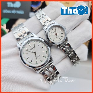 Đồng Hồ Cặp Đôi Halei 348 Dây Trắng Mặt Trắng