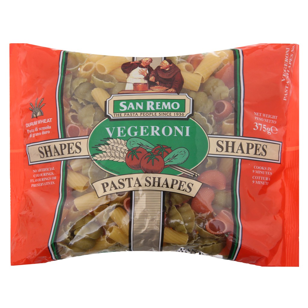 Nui rau củ Shapes số 120 San Remo gói 375g