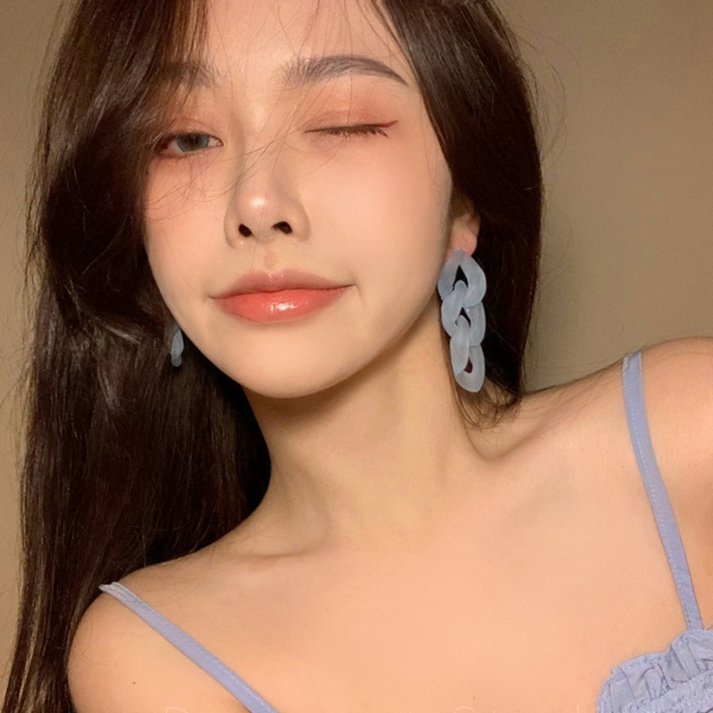 Đôi khuyên tai dạng chuỗi thời thượng nhiều màu xinh xắn phong cách Hàn Quốc cho nữ