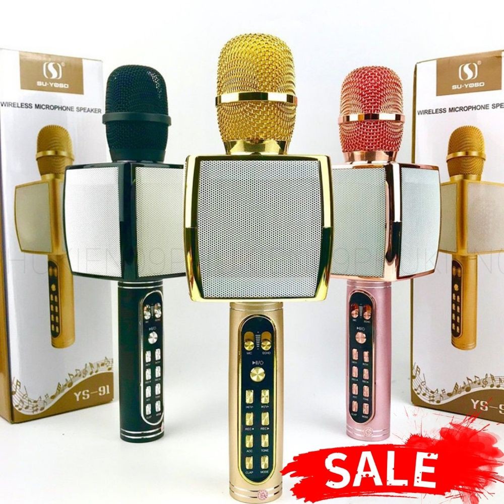 MIC KARAOKE KÈM LOA BLUETOOTH SU-YOSD YS-91 LỌC TẠP ÂM, CHỈNH TÔNG, GIÁ RẺ CHẤT LƯỢNG....