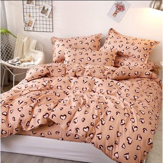 Set chăn ga cotton poly 4 món tim cam