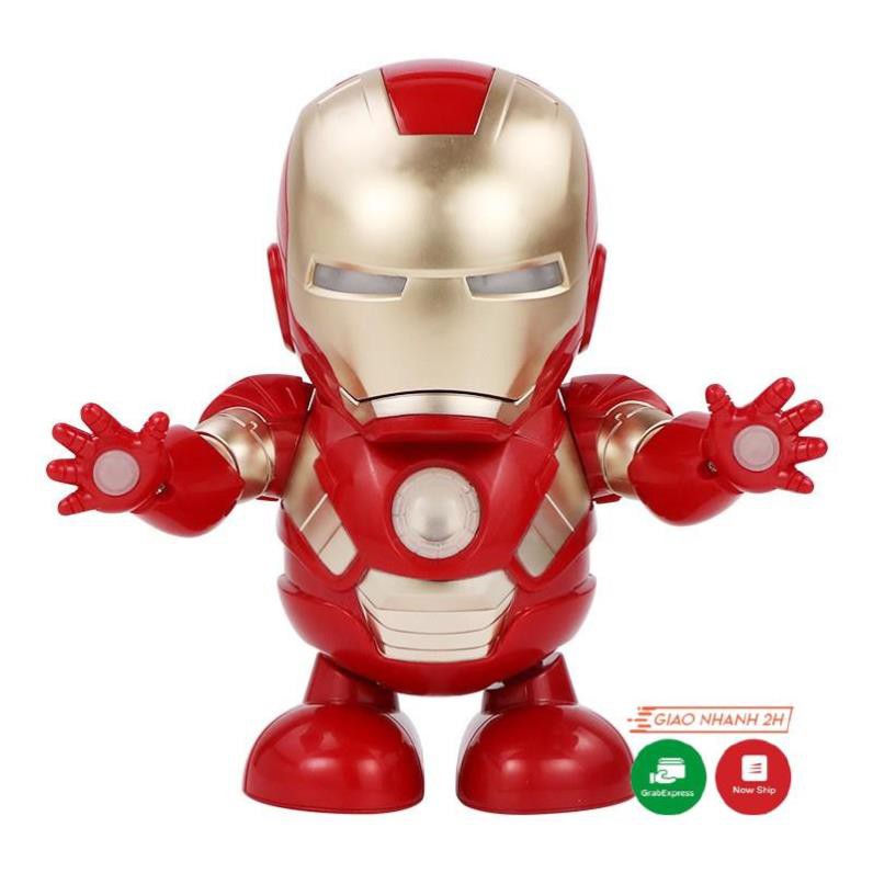 Đồ chơi Robot IronMan nhảy múa theo nhạc có đèn LED size lớn nhựa ABS an toàn cho sức khỏe của bé