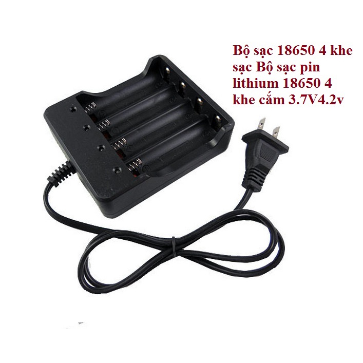 Bộ sạc 18650 4 khe sạc Bộ sạc pin lithium 18650 4 khe cắm 3.7V4.2v với bộ sạc 4 dây với tiêu chuẩn Hoa Kỳ