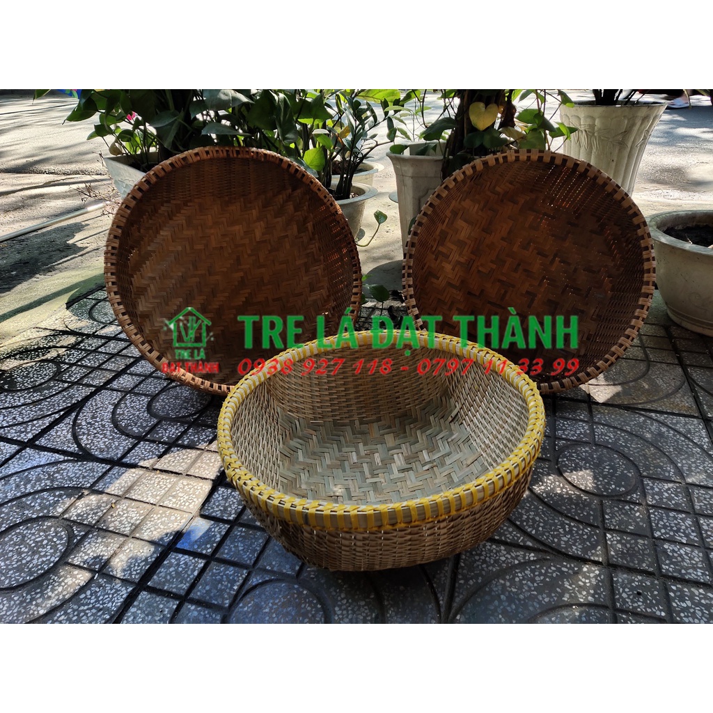 Mủng tre tự nhiên, thúng tre đựng gạo và lúa, trang trí siêu thị