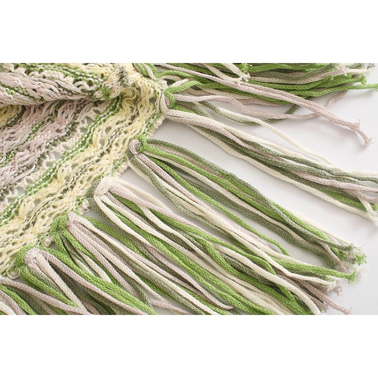 Đầm, váy maxi hai dây xanh đan len tua rua thời trang nữ mới nhất