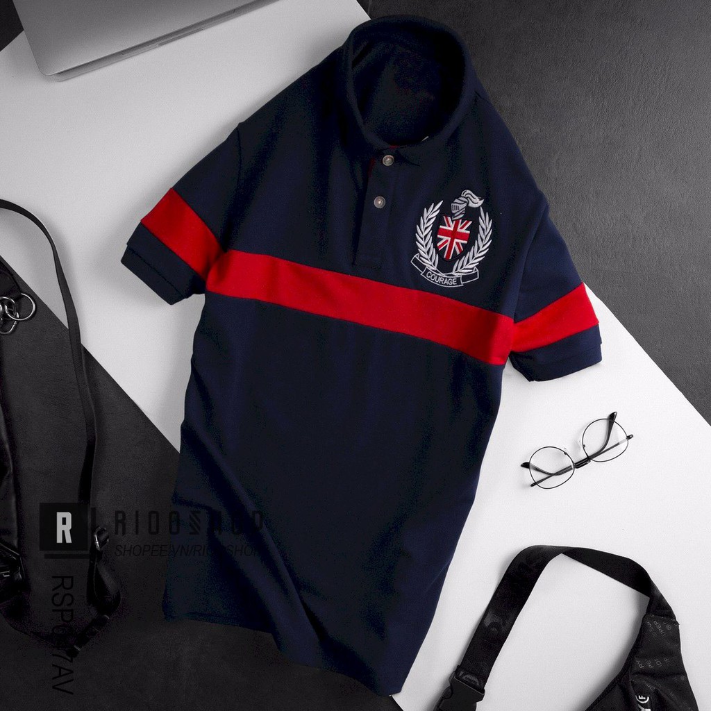 Áo thun nam polo đẹp Heyboy phối viền logo thêu tinh tế RSP047AV - áo phông nam có cổ Riooshop | BigBuy360 - bigbuy360.vn