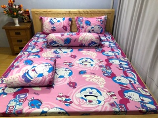 Bộ drap thun❤️FREESHIP❤️ga thun lạnh-drap thun Hàn Quốc mẫu Doraemon mới( 1 ga, 3 áo gối)