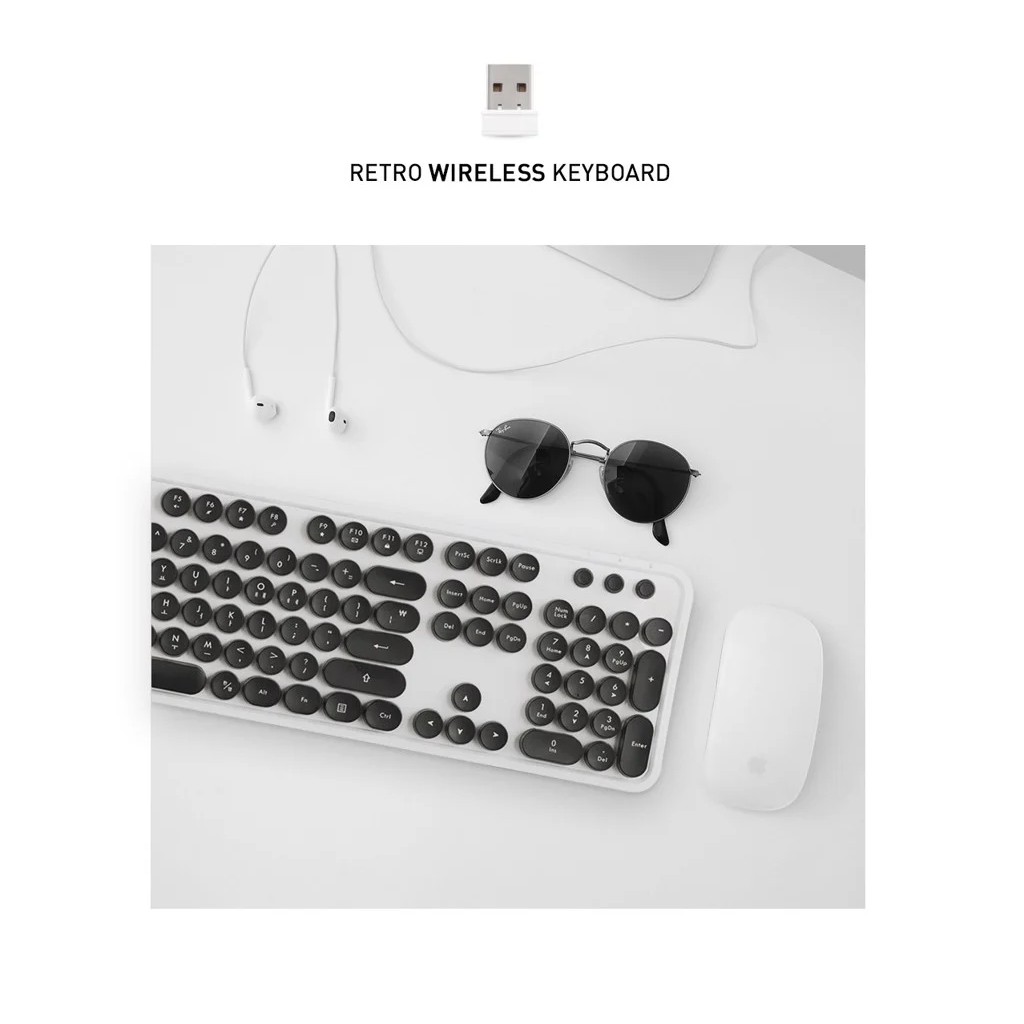 Bàn phím không dây thiết kế Phím Retro Wireless - Keyboard Actto KBD-48