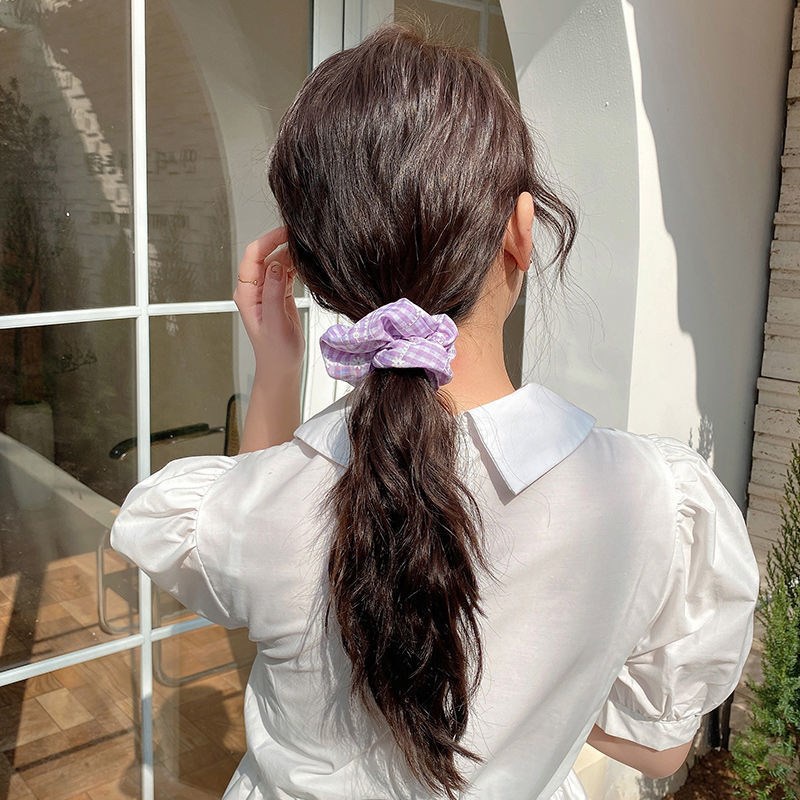 Dây Cột Tóc Co Giãn Màu Tím Đơn Giản Thời Trang Phong Cách Hàn Quốc Cho Nữ
