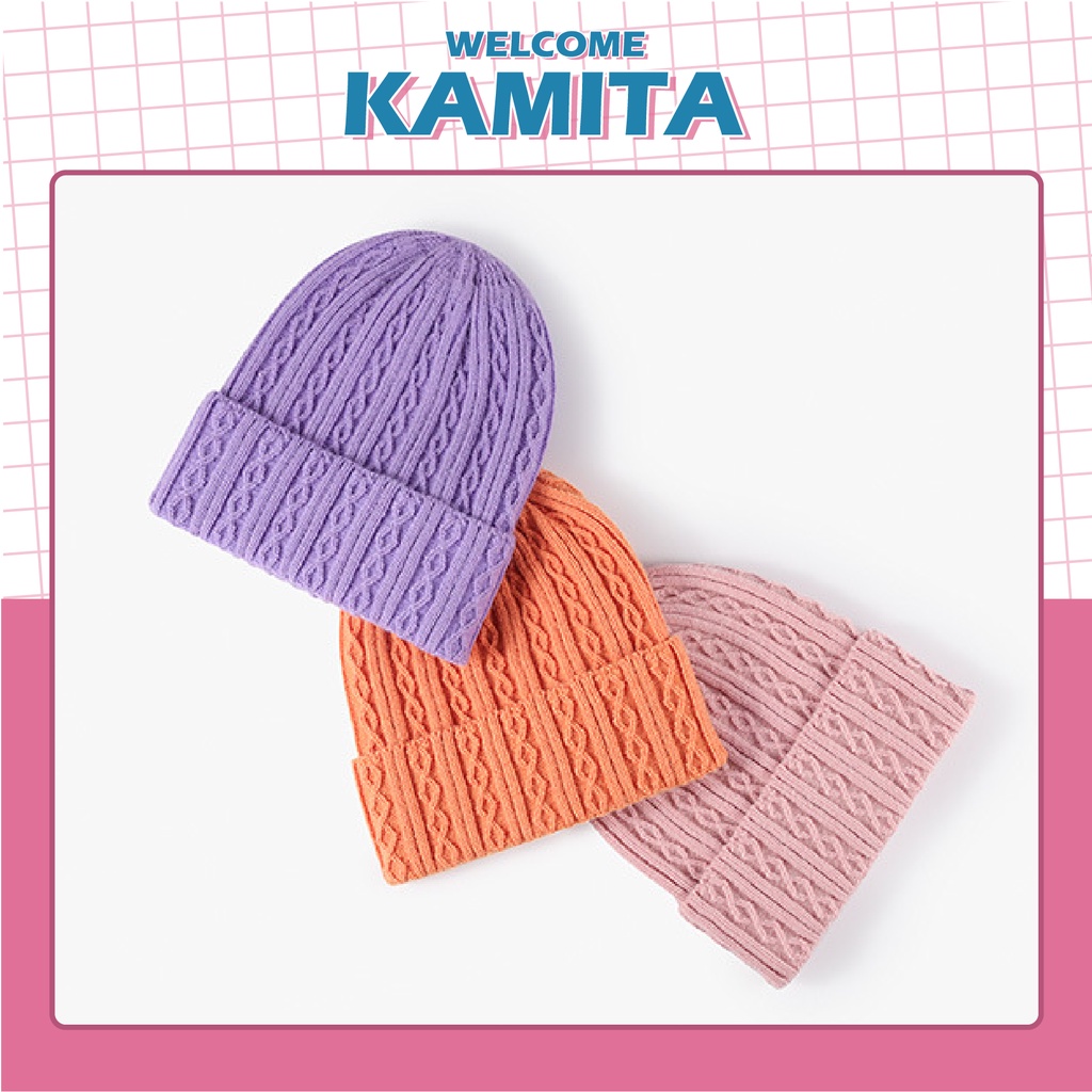 Mũ Len Dài Đan Xoắn Độc Đáo KAMITA Thời Trang Hàn Quốc, Nón Len Đẹp Unisex Nam Nữ Giá Rẻ Mùa Đông Nhiều Màu ML37