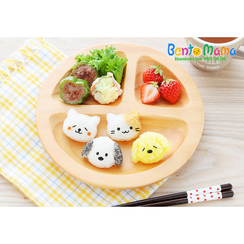 Bộ khuôn Nhật Bản ép cơm bento Mèo con cún con mini chính hãng Arnest