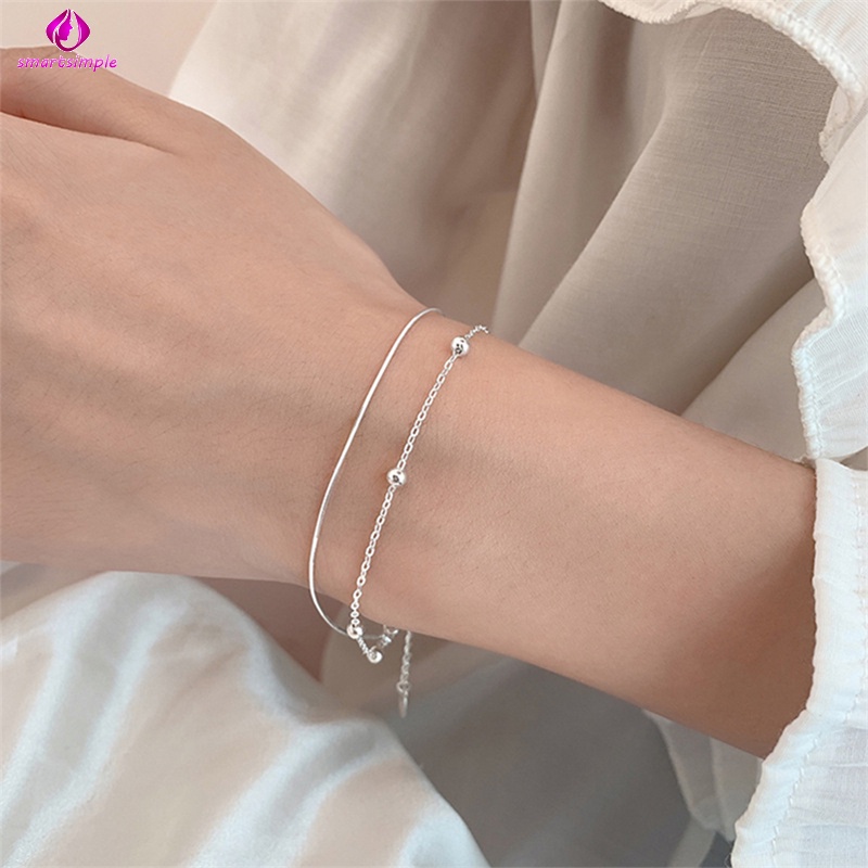 Vòng Tay Hai Lớp Đính Hạt Tròn Nhỏ Đơn Giản Cho Nữ