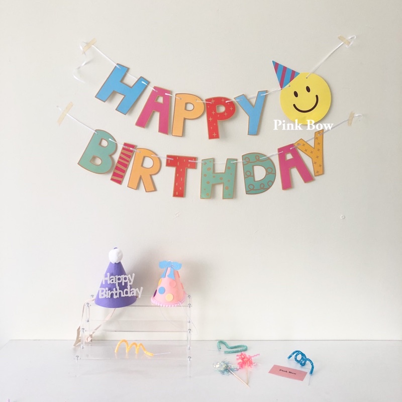Dây treo/Băng rôn GIẤY sinh nhật chữ Happy Birthday/ILOVEYOU đủ màu sắc pastel và kiểu dáng Hàn Quốc