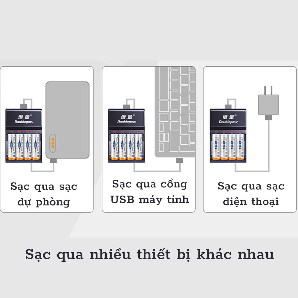 Bộ sạc pin Doublepow DP-UK83, sạc 4 pin AA/AAA pin đầy tự ngắt tiện lợi