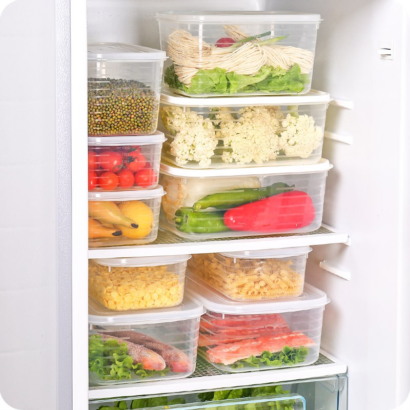 Hộp bảo quản tủ lạnh bằng nhựa trong suốt có nắp hộp bảo quản thực phẩm kín hộp bảo quản nhà bếp hộp nhựa đựng trứng hải sản